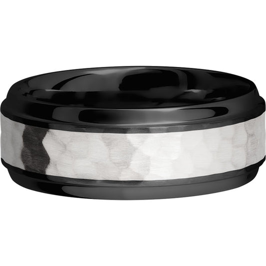 Lashbrook Black & White Zirconium 8mm Men's Wedding Band
