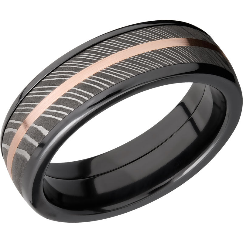 Lashbrook Black Rose & White Zirconium 7mm Men's Wedding Band