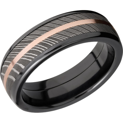 Lashbrook Black Rose & White Zirconium 7mm Men's Wedding Band