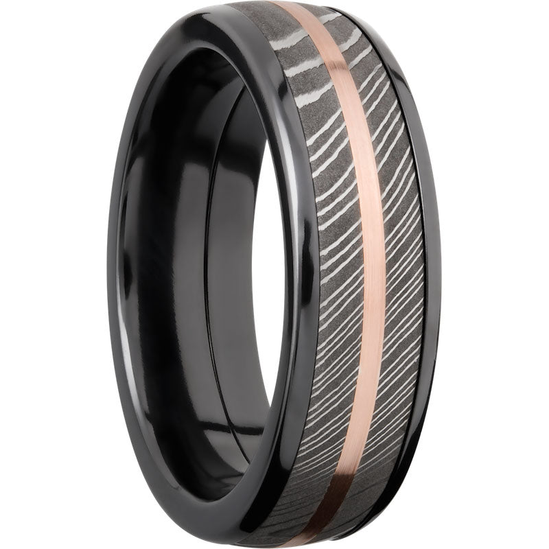 Lashbrook Black Rose & White Zirconium 7mm Men's Wedding Band