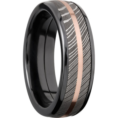 Lashbrook Black Rose & White Zirconium 7mm Men's Wedding Band