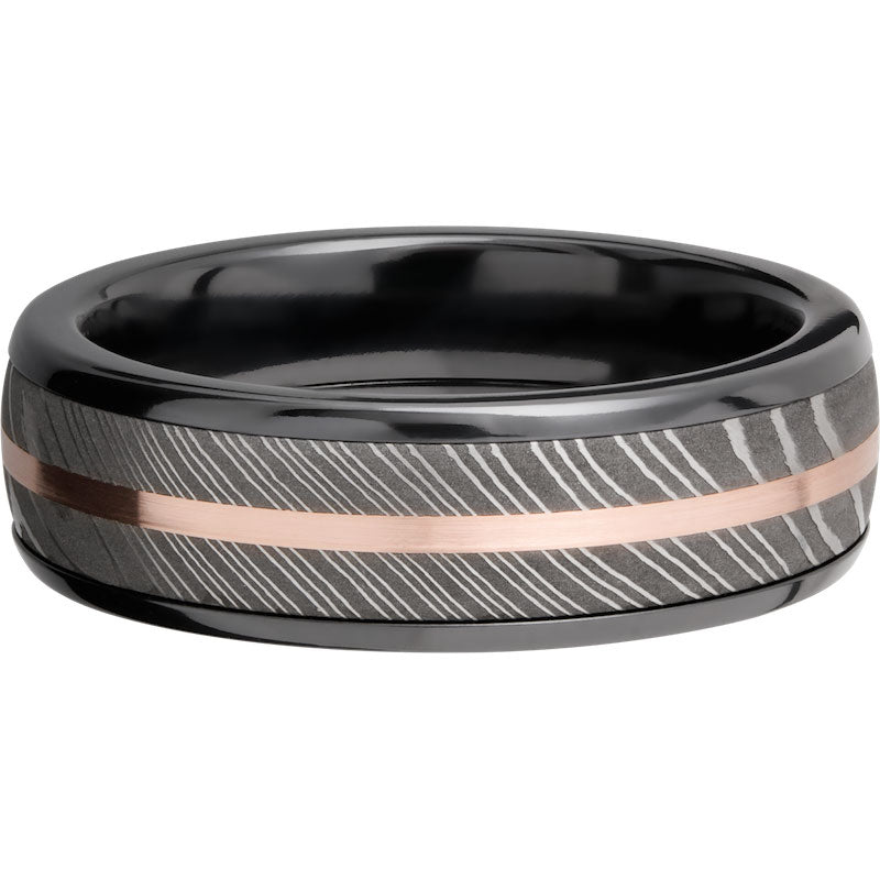 Lashbrook Black Rose & White Zirconium 7mm Men's Wedding Band
