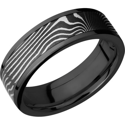 Lashbrook Black & White Zirconium 7mm Men's Wedding Band