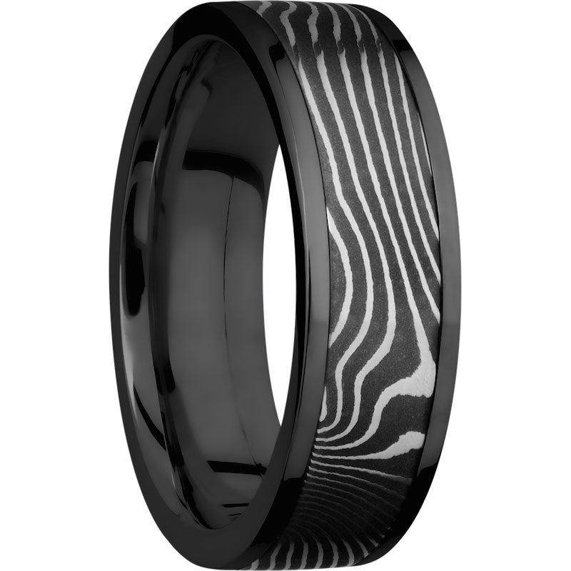 Lashbrook Black & White Zirconium 7mm Men's Wedding Band