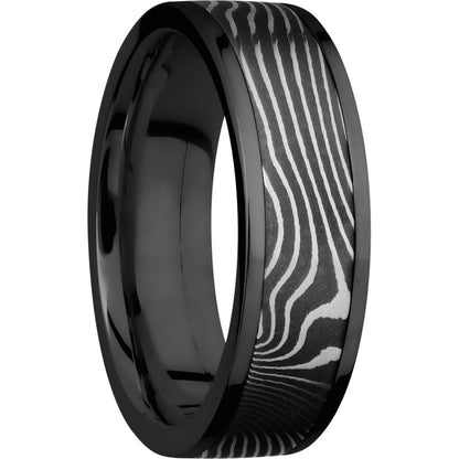 Lashbrook Black & White Zirconium 7mm Men's Wedding Band