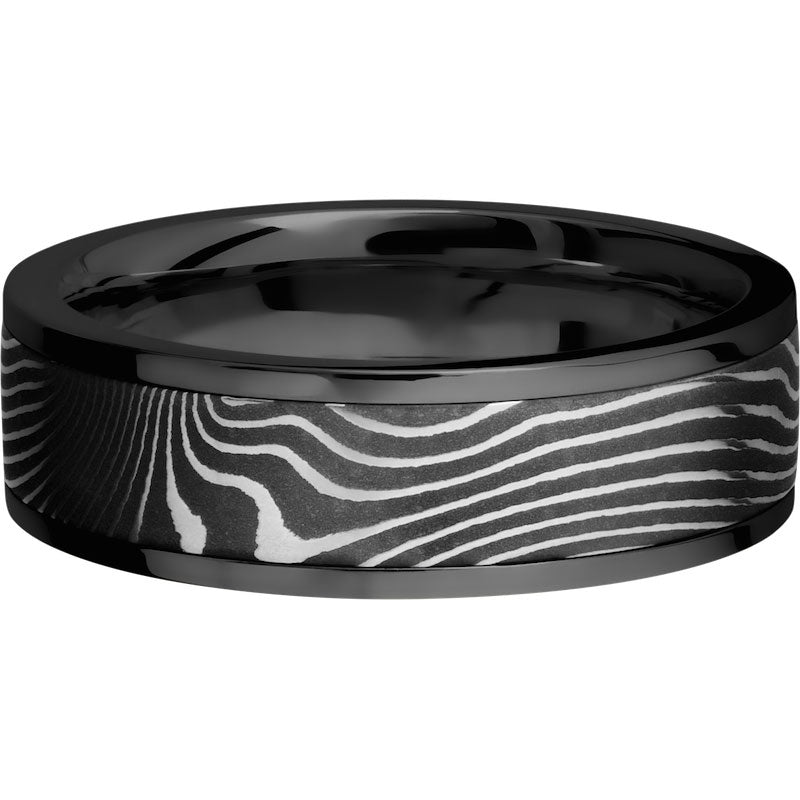 Lashbrook Black & White Zirconium 7mm Men's Wedding Band