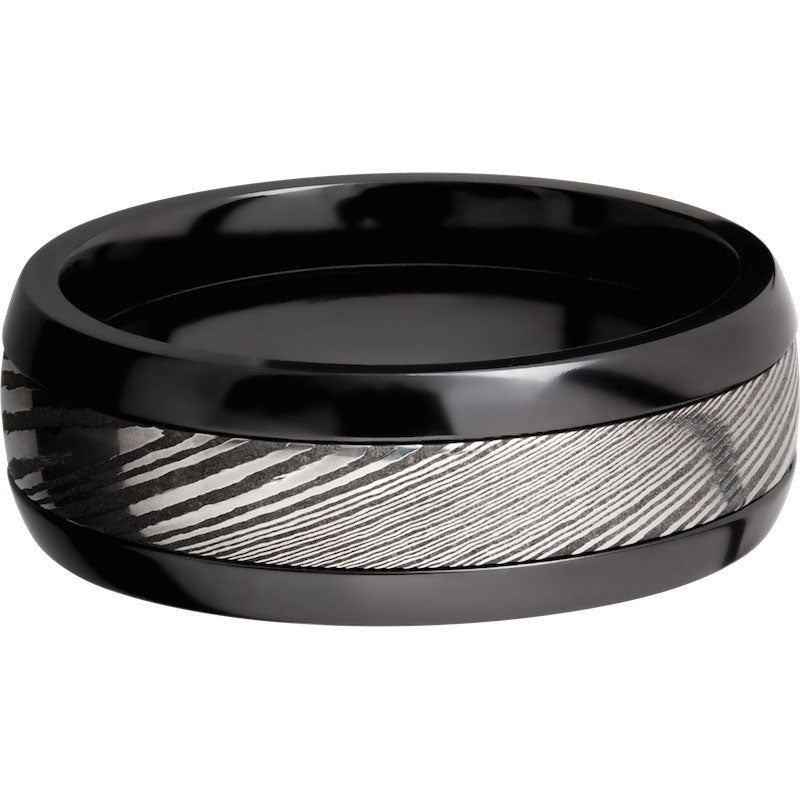Lashbrook Black & White Zirconium 8mm Men's Wedding Band