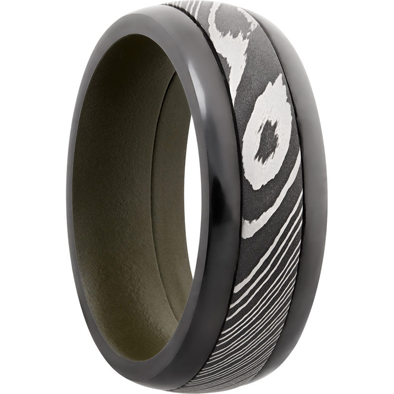 Lashbrook Black & White Damascus Steel 8mm Men's Wedding Band
